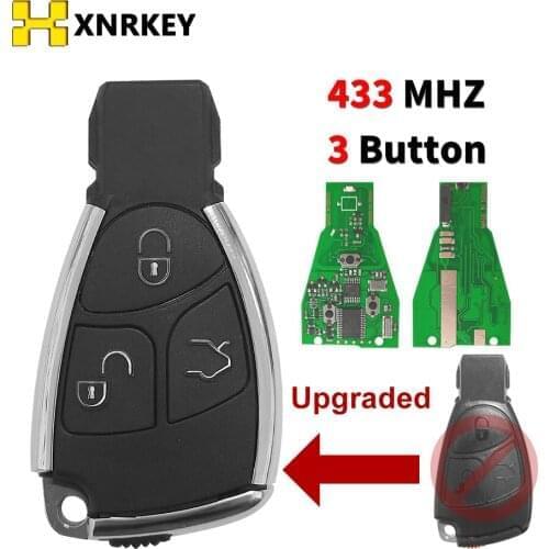 XNRKEY Modified 3 Buttons 433Mhz Remote Key Fob Case Cover For Mercedes Benz B C E ML S CLK CL Chrome Style