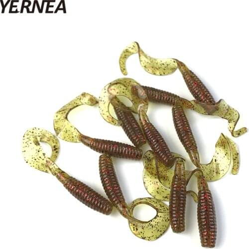 Yernea 10pcs/Lot 6cm Silicone Soft Baits Fishing Lure 1.8g Soft Lure Worm Shrimp Tail Maggots Fishing Tackle artificial Ocean