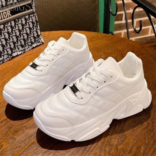 Womens shoes 2021 new leather breathable all-match womens running sneakers fashion casual womens platform sneakers shoes