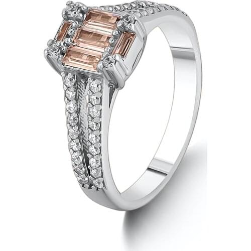 Women Silver Handmade Ring With Baguette Wedding Engagement Promise Ring Solid 925 Sterling Silver