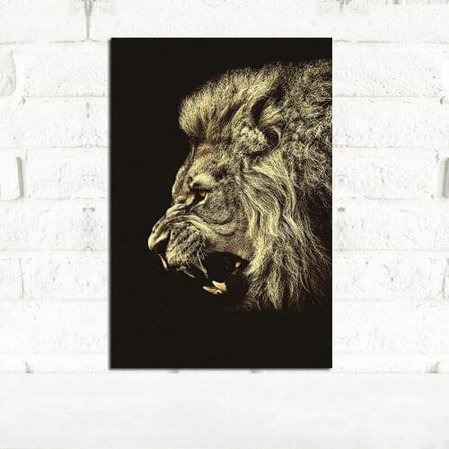 Animal Lion Face Wall Art Canvas Print and Poster Painting Nursery Nordic Scandinavian Decoration Wall Picture for Living Room