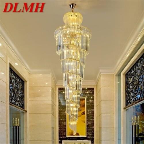 DLMH Gold Chandelier Lamp Fixtures Luxury Pendant Light Postmodern Home LED Decorative for Stairs Hall