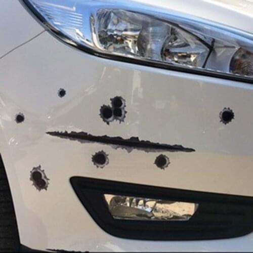 1PCS Car Styling 3D Fake Bullet Hole Gun Shots Funny Car Helmet Stickers Decals Emblem Creative personalized Stickers