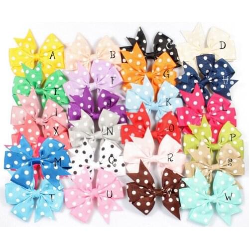 10pcs/lot 3" 24colors Dovetail Grosgrain Dot Ribbon Hair Bows Clips For Girls Organza Heads Bow For Toddle Hair Accessories