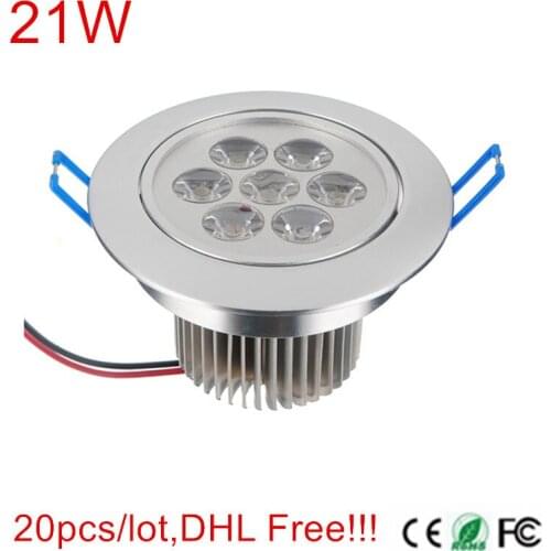 20pcs 21W LED Ceiling Downlight Recessed AC85V-265V LED Panel lamp Spot light With LED Driver Indoor light For Home DHL Free