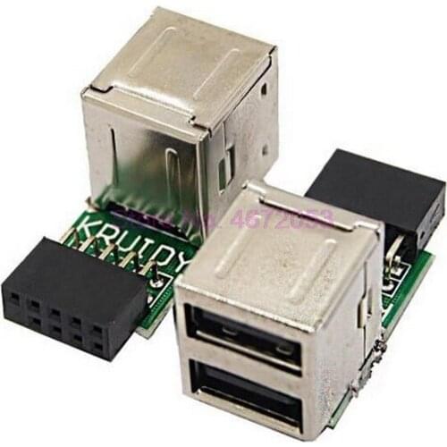 200pcs USB 2.0 9Pin Female 2 Port A Female Adapter Converter Motherboard PCB Board Card Extender Internal PC