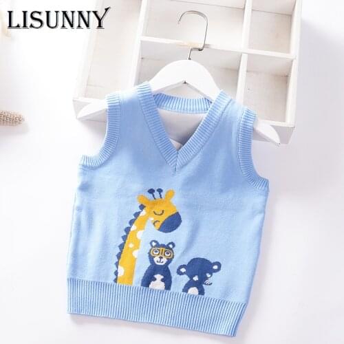 2020 Autumn Baby Boys Knit Vest Spring Kids Jumper Sweaters Vest Children Clothing Sleeveless Toddler Girl Boy Pullover Coat