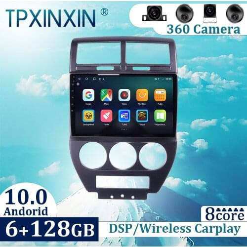 6+128GB For Jeep Compass MK 2006-2010 Android 10 Carplay Radio Player Car GPS Navigation Head Unit Car Radio with Screen