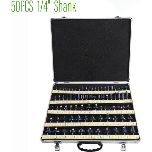 80pcs 1/4" 6.35mm Router Bit Drill force Router Bits Set Professional Shank Carbide Alloy Cutter Set+Aluminun Case For Wood Tool