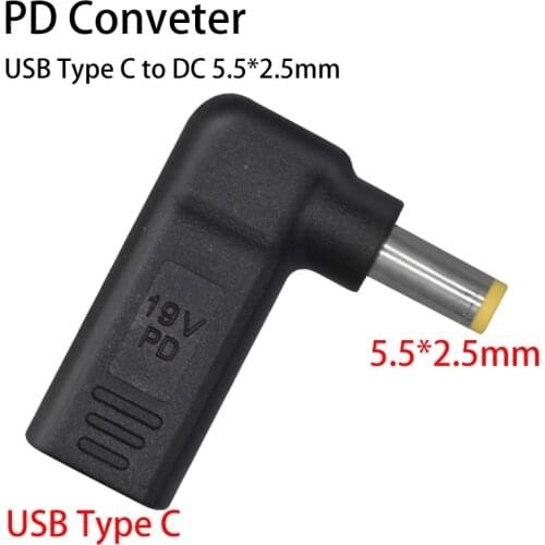USB Type C Female To DC 5.5*2.5mm 5525 Male Converter PD Decoy Spoof Trigger Plug Jack Laptops Fast Charging Head Power Adapter