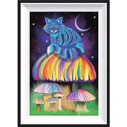 Diamond Painting Cat and Mushroom Gift 5D Natural Scenery Embroidery Full Round Some AB Drill Mosaic HighQuality Rhinestone Kit