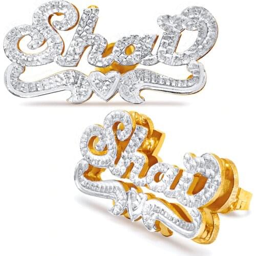 AurolaCo Custom Stud Earrings Personalized 3D Nameplated Earring Custom Double Color Earrings for Women Gift