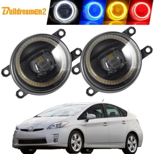Car Left + Right Angel Eye Fog Light Assembly For Toyota Prius 2010 2011 2012 LED Lens Fog Daytime Lamp DRL 40W H11 12V