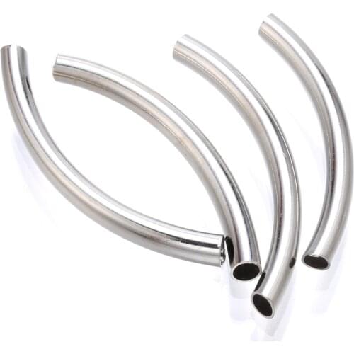 10 pcs smooth curved tube spacer bead connectors for bracelet earrings silver rose gold plated jewelry findings accessories