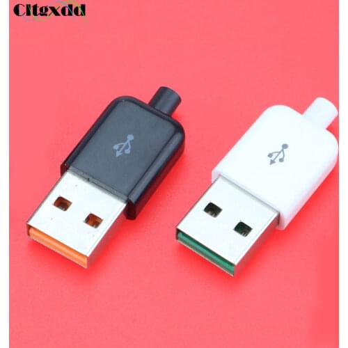 Cltgxdd 1PCS DIY USB 2.0 Connector Plug A Type Male 4 Pin Assembly Adapter Socket Black White Plastic Shell For Data Connection