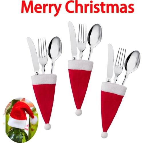 Tableware Holder Bag Fork Knife Cutlery Holder Bag Spoon Storage Bag Xmas 2021 Christmas Decorations For Home Dinner Table Decor