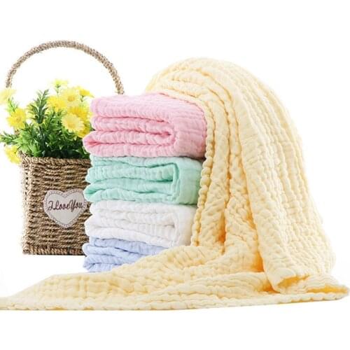 Baby Sheets Blanket Bath Towel Newborn Throw Stroller Soft Comfortable Quilt Children Saliva Towel Solid Color Cotton Gauze AB31