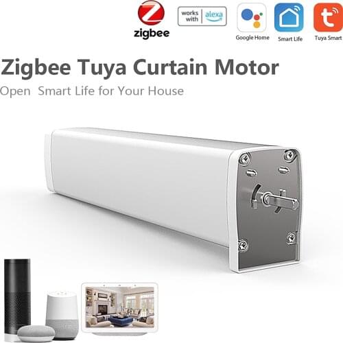Tuya Smart Zigbee Electric,Motorized Curtain Motor Auto Track Timing APP Remote Control Compatible with Alexa Google Home