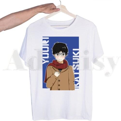 Hot Japan Anime Yuri on Ice BL Yaoi Cartoon Manga Tshirts Men Fashion Summer T-shirts Tshirt Top Tees Streetwear Harajuku Funny