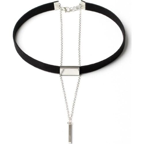 Korean Velvet Multi-layer Neckband Necklace Creative Word Choker Tassel Necklace