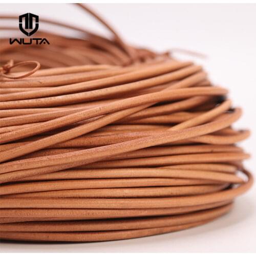 WUTA Genuine Leather Cord 2-5-10 meters String Lace Rope Flat Natural Veg-tan Leather Strap Strings Woven Rope Necklace 1.5-5mm