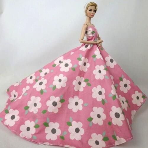 Pink Flower Floral Dolls Clothes Wedding Dress For Barbie Dolls Clothes High Quality Outfits For 1/6 BJD Dollhouse Accessories