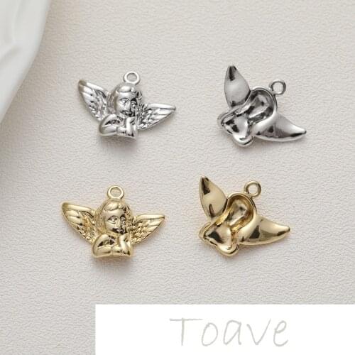 Copper Plating Real Gold Color Preserving Cute Little Angel Pendant diy Necklace Earring Handmade Material Accessories