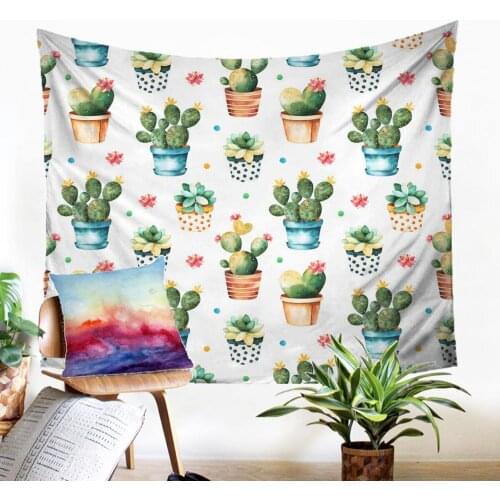 Fabic Wall Hangings Beauteous Macrame Panel Cactus Theme Psychedelic Tapestry Modern Home Decoration Dorm Decor