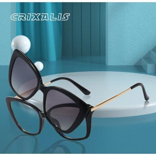 CRIXALIS Clip-on Polarized Sunglasses Women 2021 Vintage Squre Anti-fatigue Computer Eyeglasses Female UV400 zonnebril dames