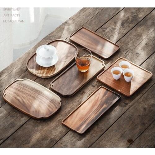 Walnut Tea tray, Japanese-style Tray solid wood saucer, kitchen storage tray,Rectangular fruit tray, dessert tray