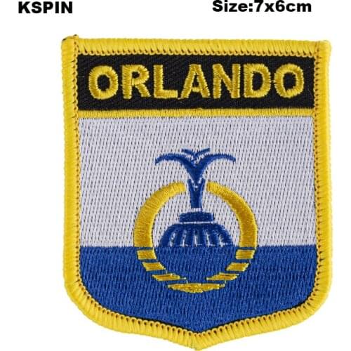 Orlando Shield Shape Flag patches embroidered flag patches national flag patches for Cothing DIY Decoration