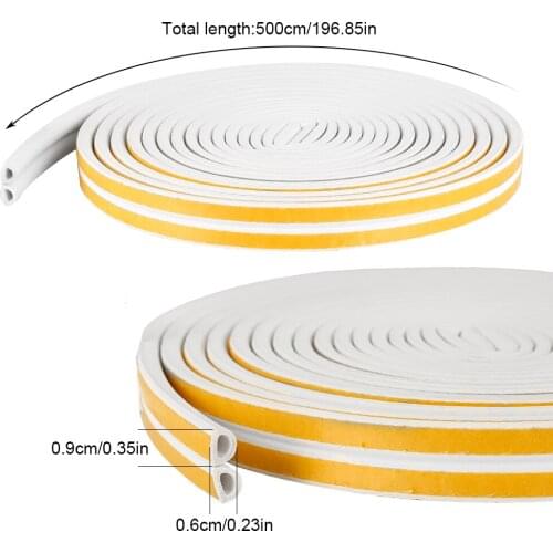 2X5 Meters DIPE self-adhesive Door And Window Sealing Strip Glass Window Anti-collision Rubber Strip Foam Sound Insulation Strip
