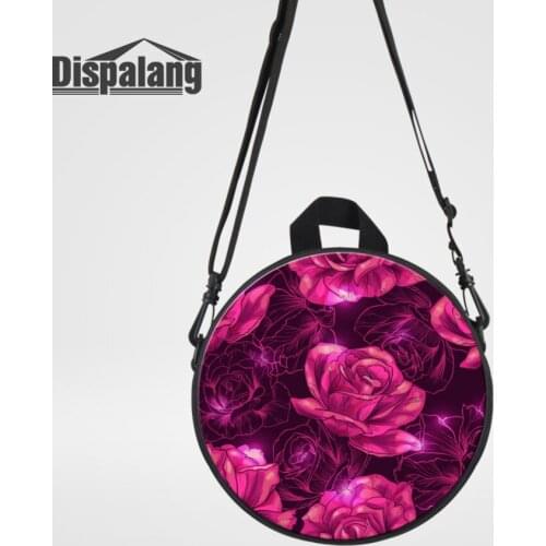 Dispalang Flower Wmen Bag Cute Girls School Bags 3D Print Kids Backpack 9 Inch Shoulder Bag Children Round Crossbody Bag