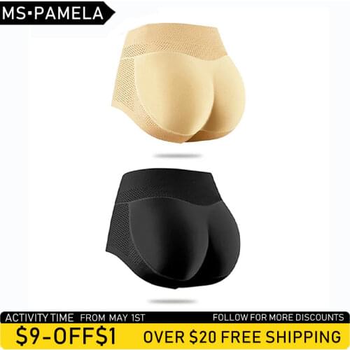 Womens Sponge Cushion Push-up Panties Hip Lifter Fake Butt Panties Hip Buttocks Enhancer Seamless Control Panties Buttocks Unde