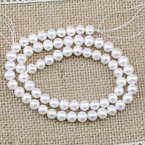 Unique Pearls jewellery Store,6-7mm White Pink Lavender Potato Round Freshwater Pearl Loose Beads,15inchs One Full Strand