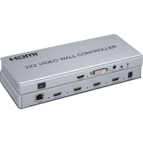 Video Wall controller 2 x 2 video Wall Processor Support DVI or HDMI input to 4X HDMI out with audio&RS232 control
