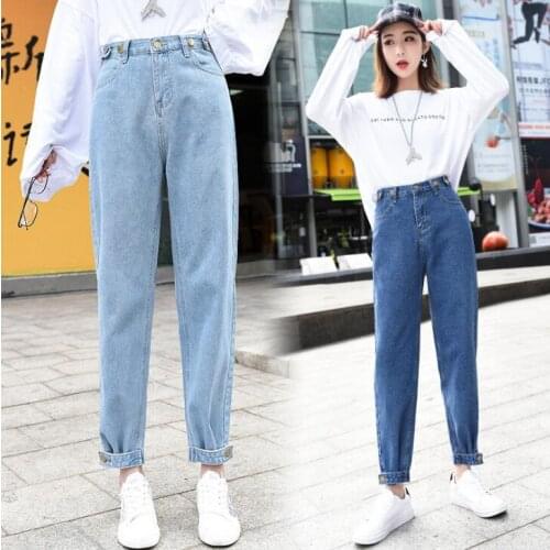 2020 Vintage Mom For Women High Waist Blue Casual Straight Denim Pantalon Boyfriend Jeans Ladies Pants Trousers Plus Size
