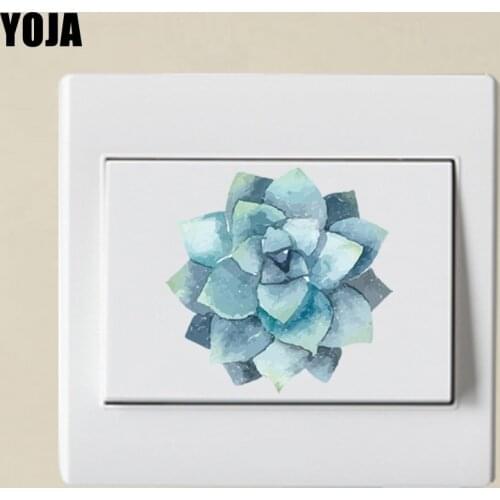 YOJA Blue Cute Mystery Flower Switch Decal Modern Cartoon Plant Fashion Colorful PVC Wall Sticker 13SS0006