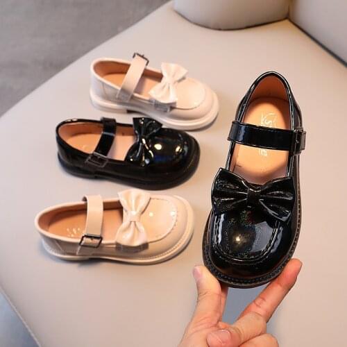 3-12 Year Princess Elegant School Shoes For Lights Girl Kid Dress Fashion Bow Flat ChildrenS Show Shoe Autumn Leather Sneakers
