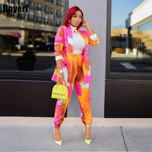 Office Lady Two Piece Pants Set Women Autumn Suit Women Blazer Set Office Wear Print Coat and Pants 2 Piece Sets Womens Outfits