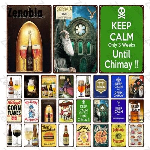 Tin Sign Metal Painting Beer Classic Duvel Vintage Plaque Decorative Tin Plate Pizza Burgers Fast Food Tin Sign Home Wall Decor