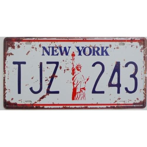 1 pc New York tin sign plate US American car license plaques man cave garage sign