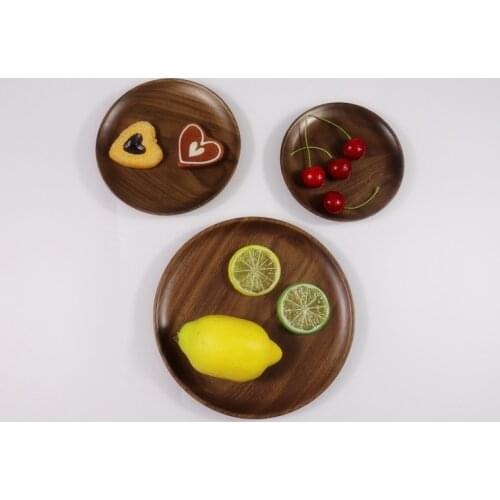 1PC Black Walnut Wood Plate Western Round Wooden Pizza Snacks Dessert Wooden Tray Popular Wood Eco-friendly Dishes MF 021
