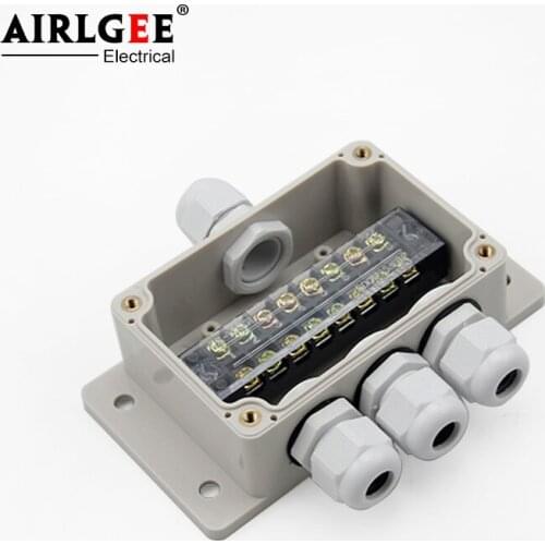 100 * 68 * 50mm 1 Inlet 3 Outlet fixed ear ABS plastic waterproof terminal box instrument line box outdoor monitoring box