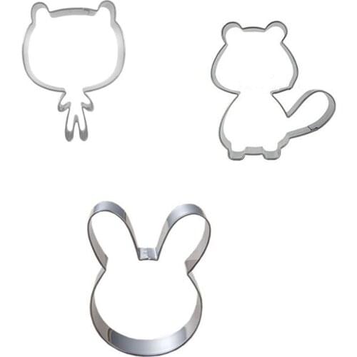 3pcs Dessert Decoration Bakeware Set Fruit Biscuit Cookie Press Tools Biscuit Cutter Stainless Steel For Kitchen Baking Fondant