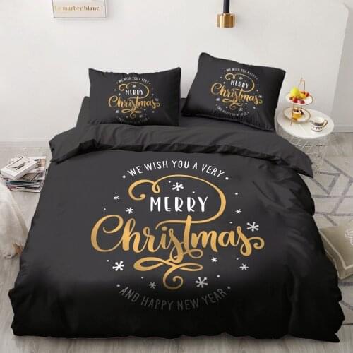 3D Xmas Bedding Set Marry Christmas Bed Linen Deer Duvet Cover Sets King Queen Single Twin Double Size Black Bedspreads