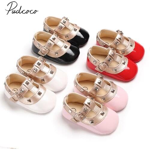 4 Colors Baby Girl Bow Princess Shoes Newborn Soft Sole Crib Leather Solid Buckle Strap Flat With Heel Shoes