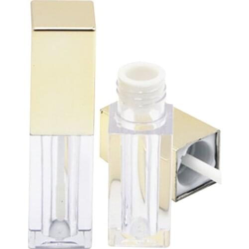 50pcs Transparent Gold Cap Empty Lipgloss Bottle DIY Lip Gloss Container Refillable Bottles Lipstick Sample Cosmetic Container