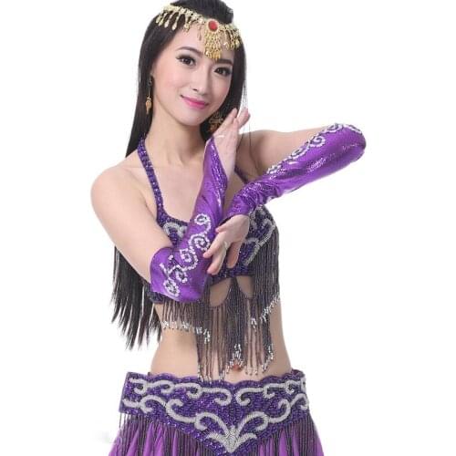 1 Pairs Belly Dance Costume Accessories Arm Sleeves Wrist Sleeve Snakeskin with Sequins Armbands for Latin Dance
