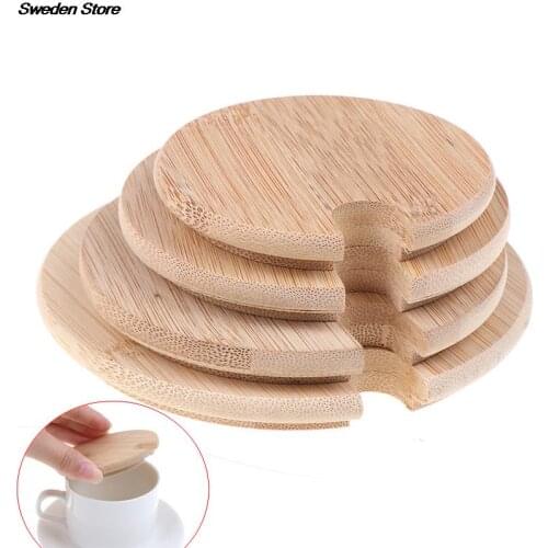Various Sizes Bamboo Cup Coffee Mug Jar Glass Cans Wooden Lid Bottle Bamboo Cover Customized Rubber Seasoning Sealed